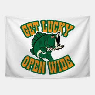 Get Lucky Open Wide Fishing Tapestry