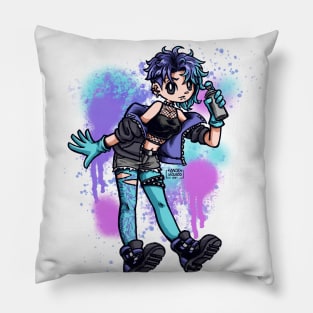 gothic punk girl graffiti Pillow