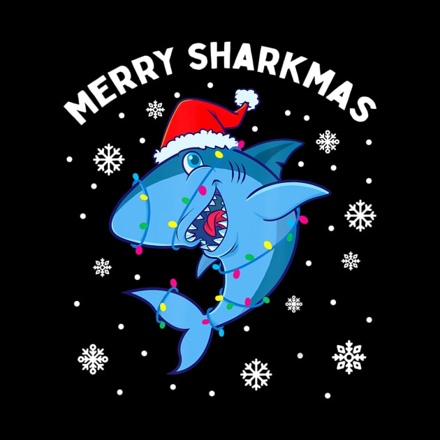 Merry Sharkmas Santa Christmas Sharks Lover Gift for kids by preston marvel