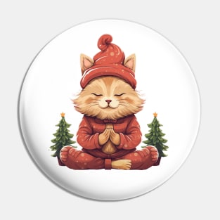 Yoga Meditation Christmas Cat Pin