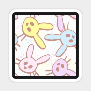 Girly Pastel Rainbow Cartoon Rabbits Magnet