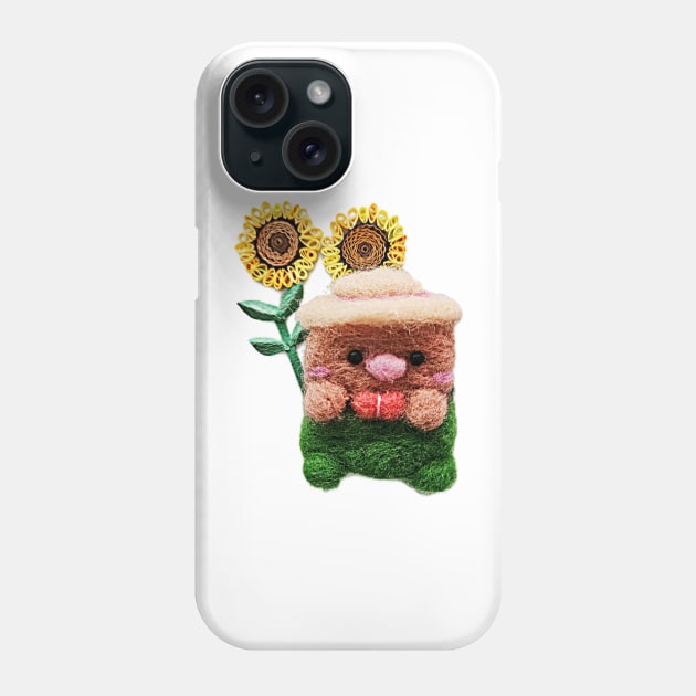 Felted farmer/ sunflower/Birthday /handmade/love/cute/little girl/baby/boy Phone Case by solsolyi