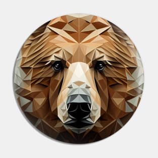 Triangle Bear - Abstract polygon animal face staring Pin