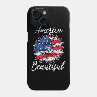 America the Beautiful Sunflower Flag for 4th of July Phone Case