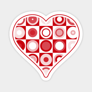 1960s Retro Red Circles Heart Magnet