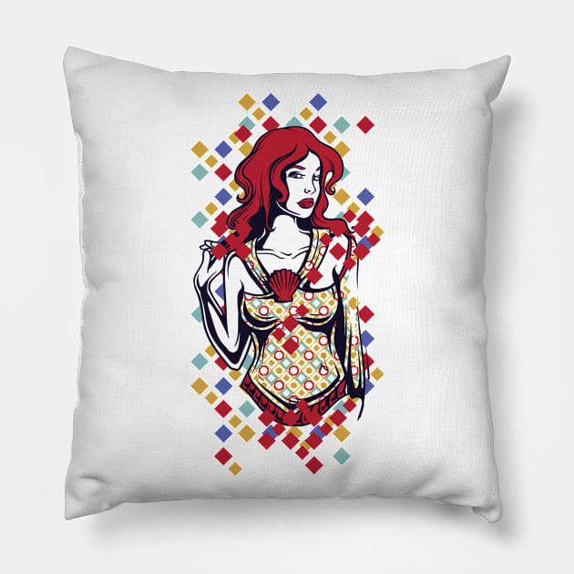 Woman Red Hair Pillow by positivedesigners