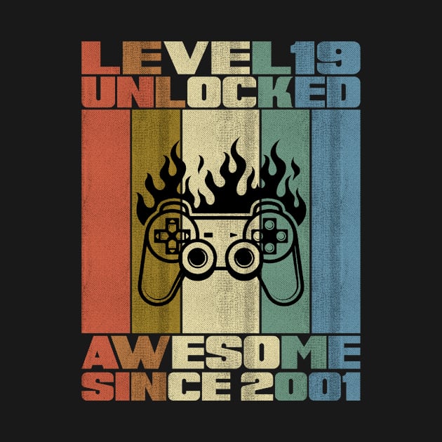 Level 19 Unlocked Birthday 19 Years Old Awesome Since 2001 by 5StarDesigns