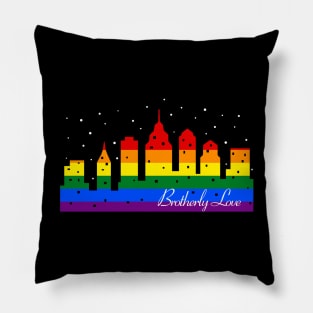 Philadelphia Brotherly Love LGBT Gay Pride City Skyline Pillow