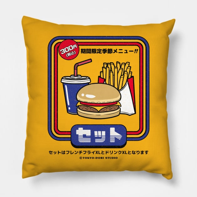 Burger Set XL! Pillow by MoustacheRoboto