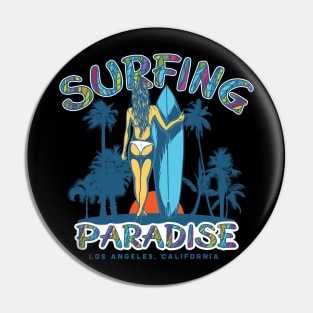 Surfing Paradise Los Angeles California Pin