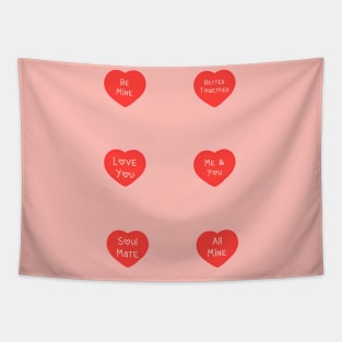 Aesthetic Cute Valentines Heart Day Love Quotes Pack Pattern Tapestry