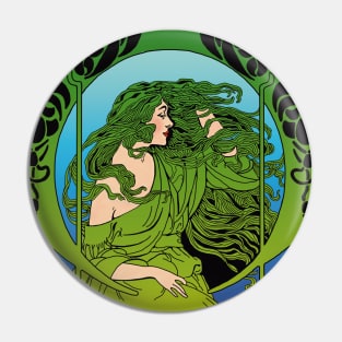 Art Deco Lady (green) Pin