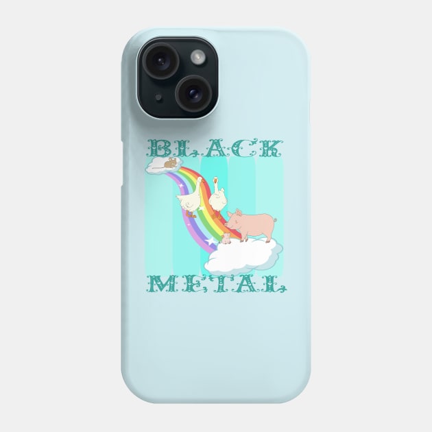 Farmyard Rainbow Black Metal Phone Case by BEAUTIFUL WORDSMITH