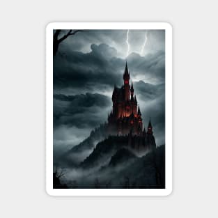 Spooky Castle Render with Lightning Flashing Above Magnet