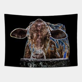 strange ligth cow Tapestry