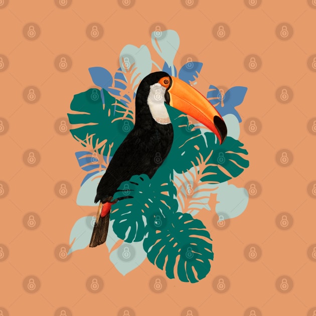 Toucan Bird Monstera Leaf jungle by CocoFlower