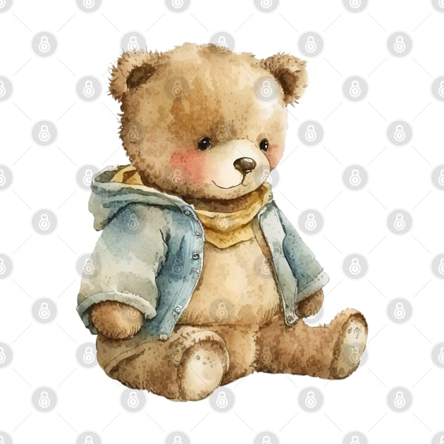 Watercolor Teddy Bear by AI Art Originals