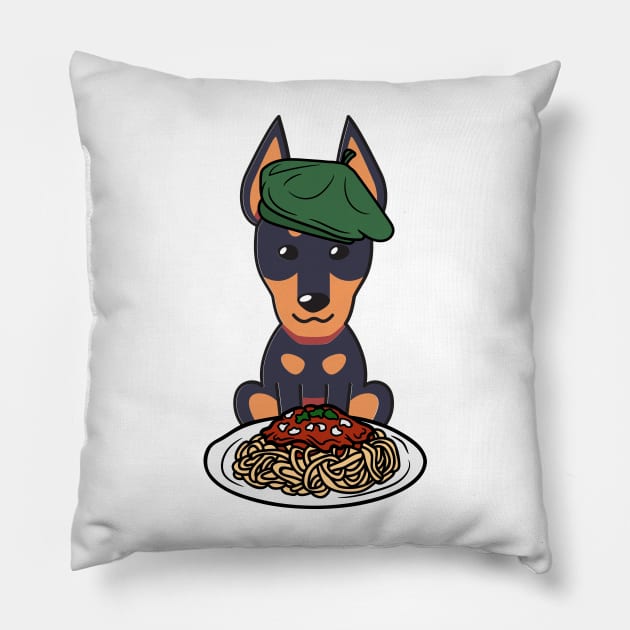 Dog eating Spaghetti - alsatian Pillow by Pet Station