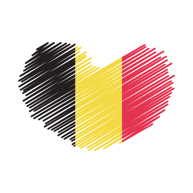 Belgium Flag Heart Design by Sanu Designs