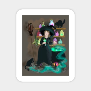 Witch brewing potion Magnet