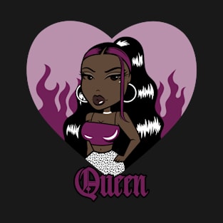 (white) Queen Doll girl Dark Purple-Heart T-Shirt