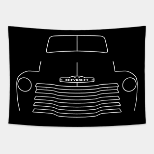 1949 Chevy 3100 stepside classic pickup truck outline graphic (white) Tapestry