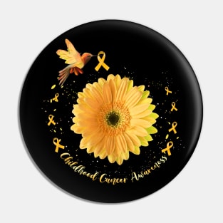 Hummingbird Yellow Sunflower Childhood Cancer Awareness Pin