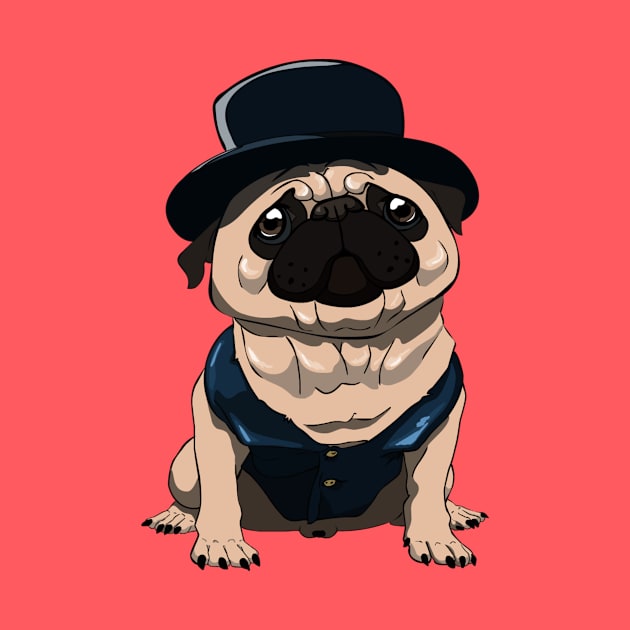 Fancy Top Hat Pug by BrownSugarS