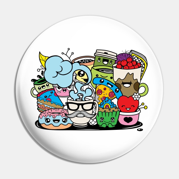 Funny cartoon food kawaii Pin by Mako Design 
