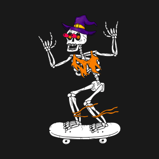 Funny Skeleton Skateboard Dancing Halloween T-Shirt