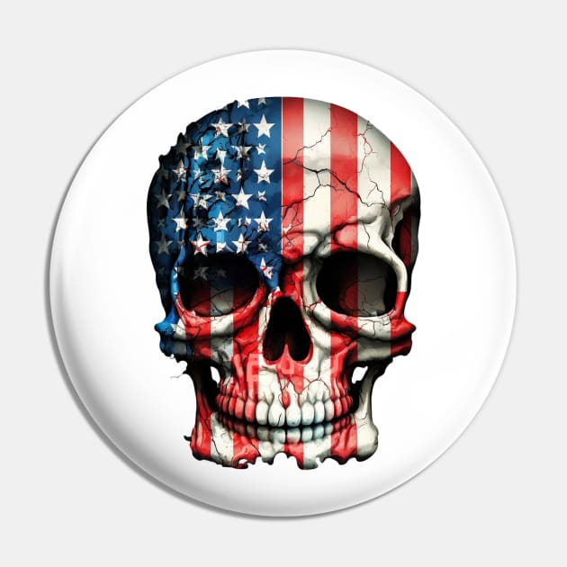 American Flag Skull Pin by Chromatic Fusion Studio