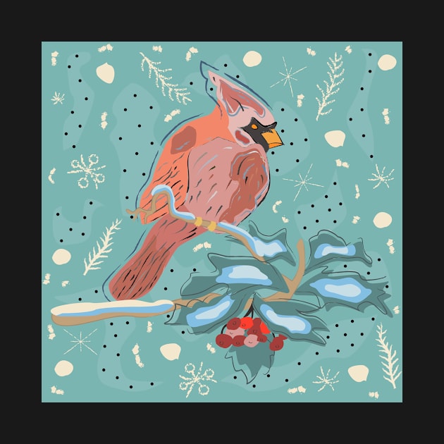 Cute cardinal by Kristina Stellar Scandinavian Land