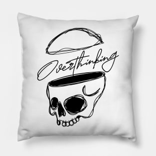 overthinking skull, line art. Pillow