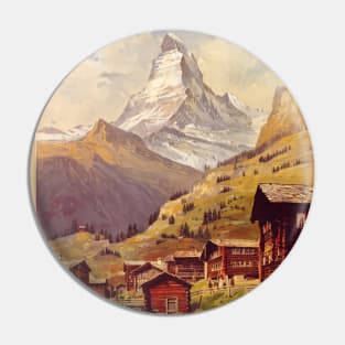 Zermatt Switzerland Vintage Poster 1900 Pin