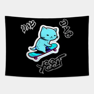 Yeet Dab Skateboard Cat Tapestry