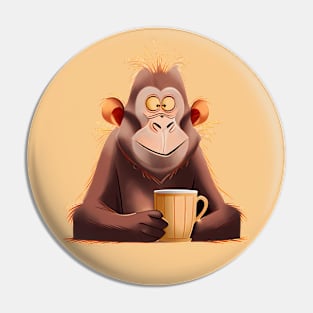 monkey with cup Pin