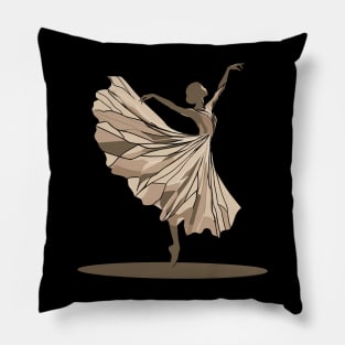 Beautiful ballerina in a golden dress, ballerina vector illustration, tiptoe pose, ballet performer Pillow