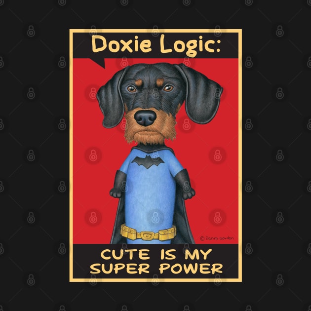 Dachshund in super hero outfit by Danny Gordon Art