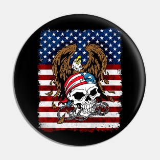 Patriotic Skull US Flag Pin