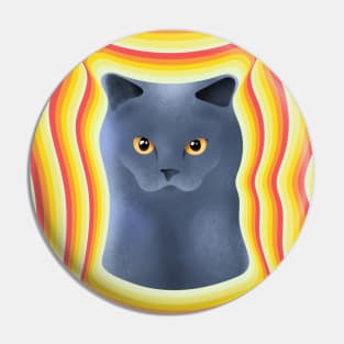 chartreux cat with firey background Pin