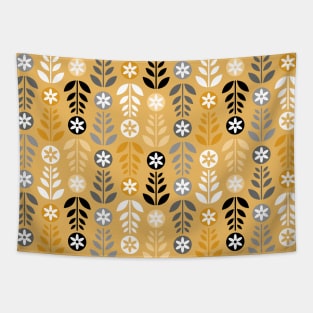 Scandinavian Flowers Yellow Tapestry