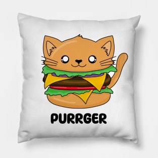 Purrger Kawaii Cat Burger | Cheeseburger Hamburger Pillow