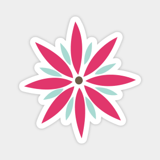Retro Flower in pink, light blue, and brown Magnet