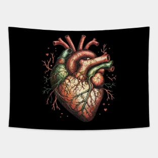 Human heart, Vintage anatomy style, human heart, anatomy art, student, doctor, medical Tapestry