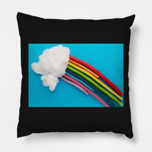 Photo illustration depicting clouds and a rainbow Pillow