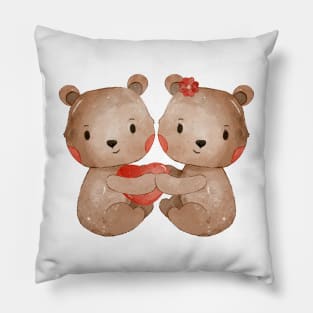Cute Valentines Day Teddy Bear couple Pillow