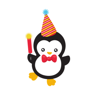 New Year Penguin, Party Hat, Firecracker, Bow Tie T-Shirt