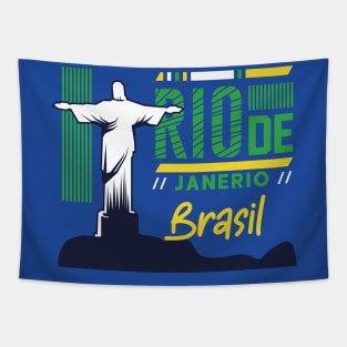 Retro Rio de Janeiro Brazil Vintage Christ the Redeemer Tapestry