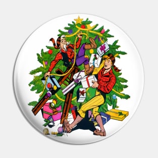 Fun unexpected encounter with the ladder and fall while setting up the Christmas tree. Comic Retro Vintage Pin