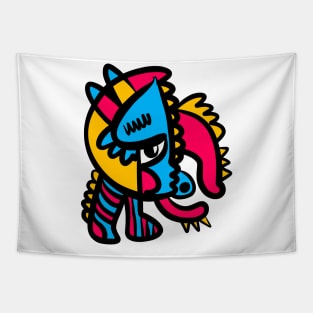 Aztec Pop Art Graffiti Creature Tapestry